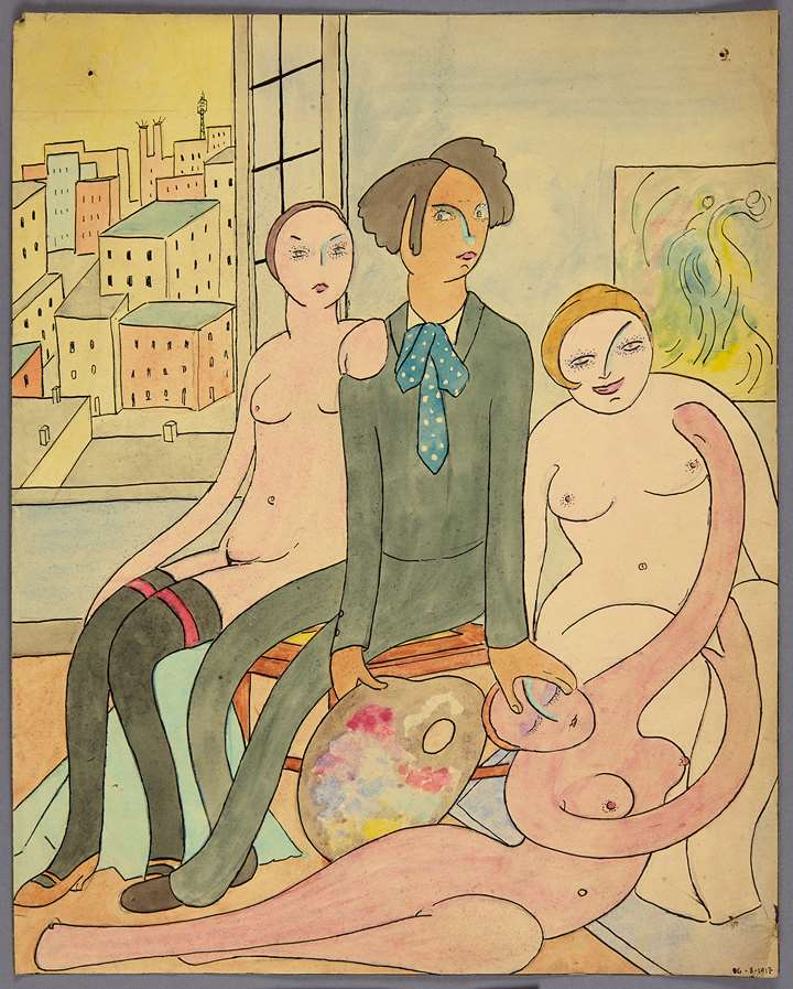 The artist and his muses, Verso: strike